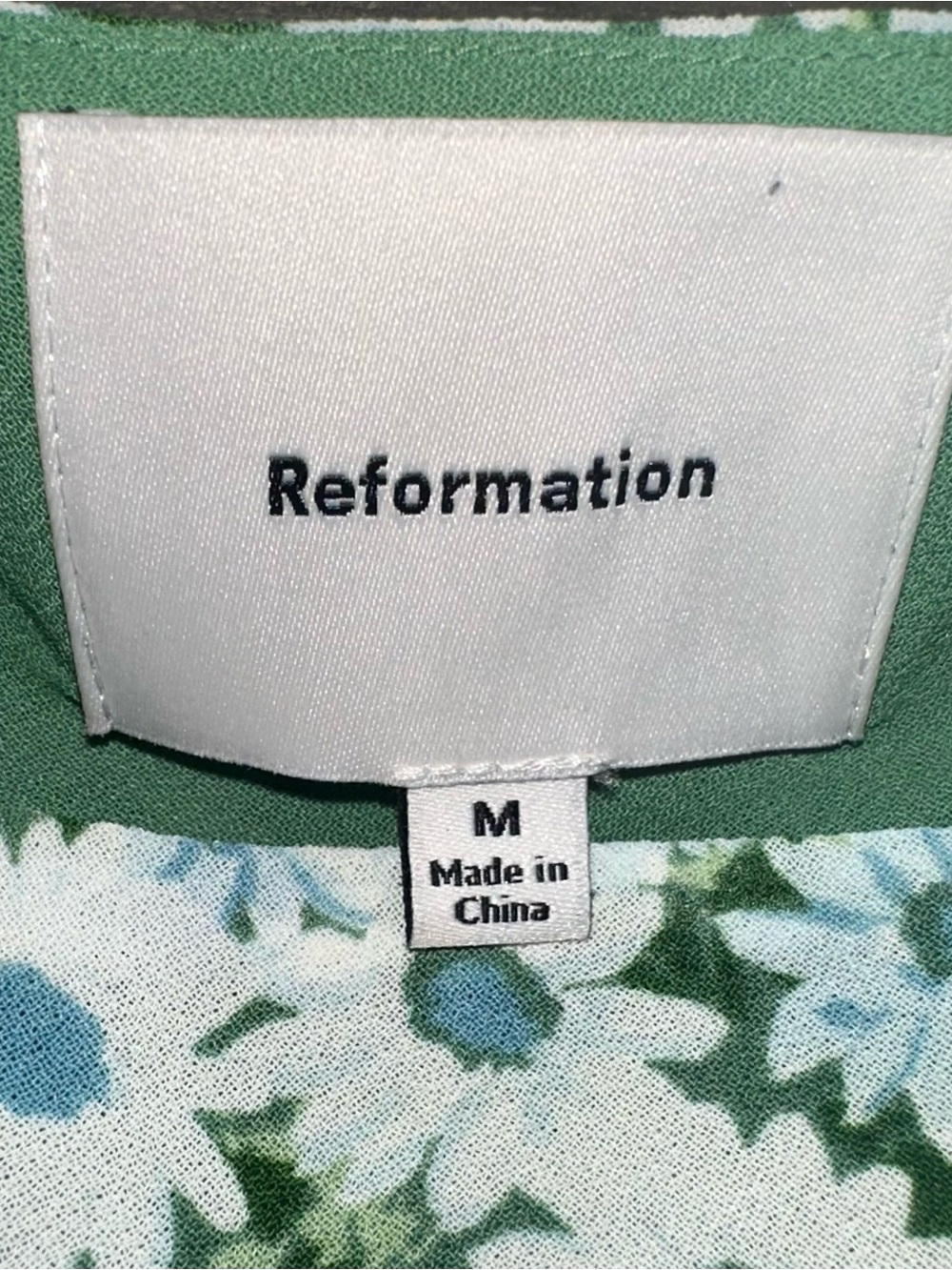 REFORMATION Sleeveless Floral Shift Dress in White & Green - Picture 3 of 7
